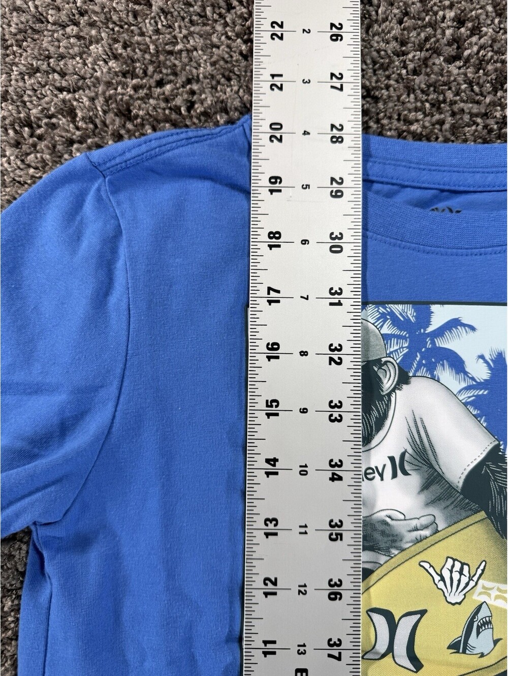 Hurley Surfing Graphic Shirt Sleeve Blue T-shirt Kids Size S (8-10) YRS - Picture 3 of 7